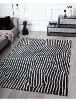 Lykia Siyah Beyaz Modern Halı Lyk005