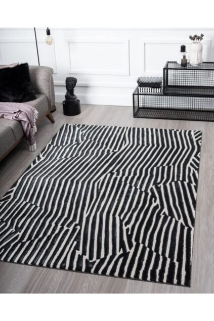 3_org_zoom Lykia Siyah Beyaz Modern Halı Lyk005 90034